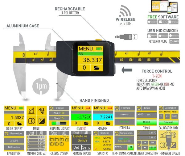 Micron computerized e-Force caliper Industry 4.0